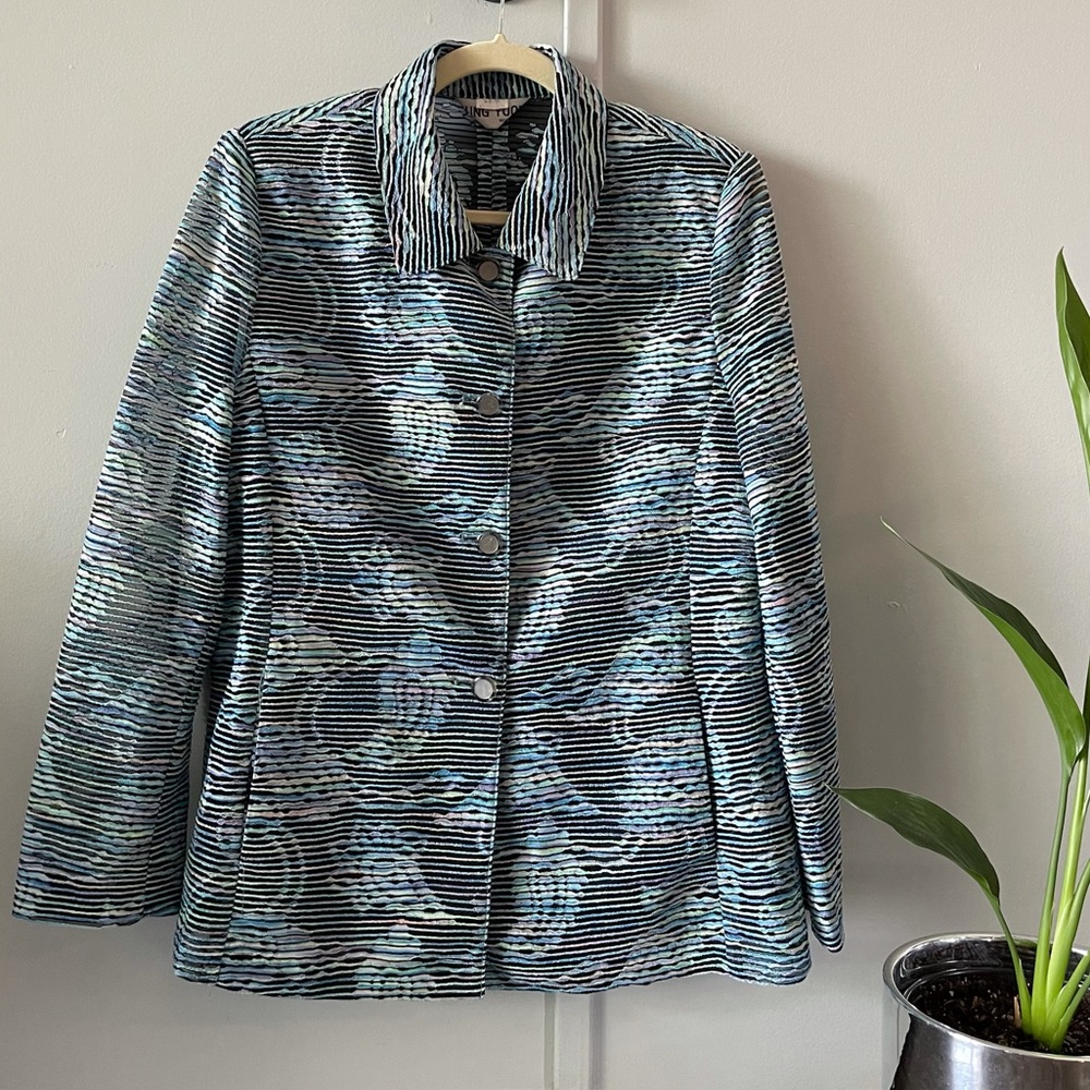 See through paisley multicolor blouse jacket.